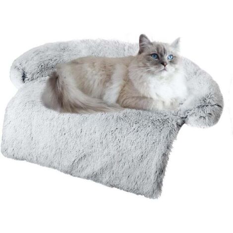 Tapis de relaxation en peluche amovible et lavable avec doublure imperméable, adapté aux chiens et chats de petite, moyenne et grande taille (gris, 80 x 75 x 14 cm).