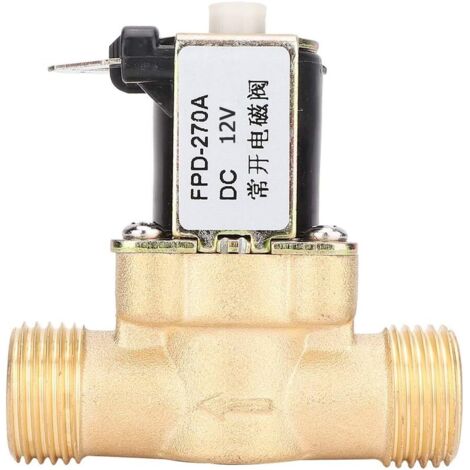 Électrovanne normalement ouverte G1/2' – Laiton – 12V/24V – Pression 0.02-0.08Mpa – Température 0-85°C – Valve électrique pour eau - DC12V
