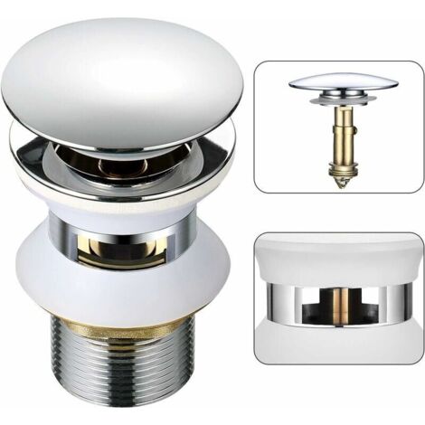 Ulisem – Bonde de lavabo universelle à ouverture clic-clac – Laiton chromé – Trop-plein automatique – 3,2 cm (1-1/4 po) – Installation facile