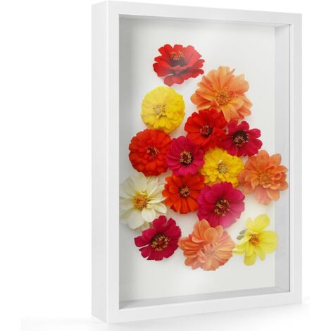 Grand cadre photo A4 3D, 22,8 x 31,6 cm, pour table ou mur, convient aux articles jusqu'à 6,5 cm d'épaisseur, boîte à souvenirs en bois pour photos, travaux manuels, fleurs, médailles et tickets (1/5)