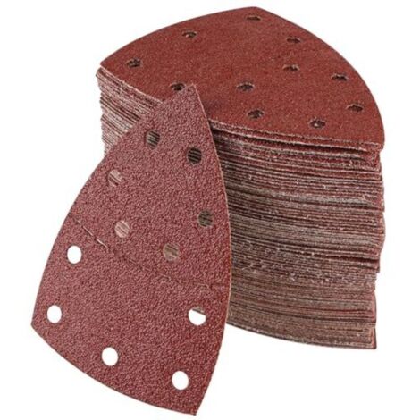 Lot de 100 Papier Abrasif pour Ponceuse, 105 mm x 152 mm, Grain P40/60/80/120/180/240/400, Triangles de Ponçage pour Bosch PSM 100A, PSM 160, PSM 200 AES, PSM 18, PDA 180, PSM 160 A