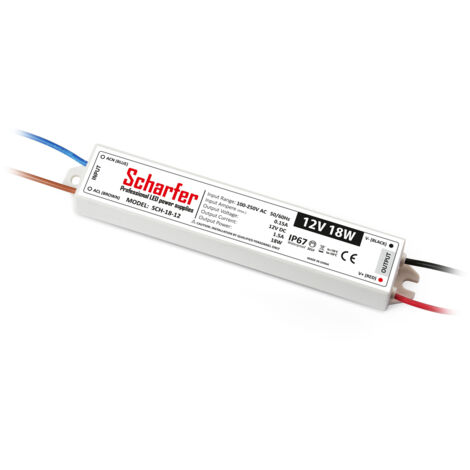 Transformateur LED 220V 12V étanche 18W IP67 1.5A universel SCH-18-12 (1/3)