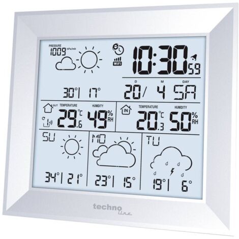 Station météo connectée WD2000 – 4 prévisions météo – 3 capteurs max – Alimentation 4x Pile LR6 (AA) – Accès WiFi – Technoline