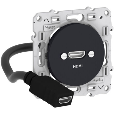 Odace - prise HDMI type A - Anthracite - prise femelle / câble femelle arrière (S540462)