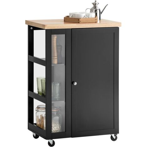 Sobuy – Desserte de cuisine 60x40x90 cm – FKW75SCH – Bois MDF E1 – 4 roulettes dont 2 avec freins – Capacité 75 kg