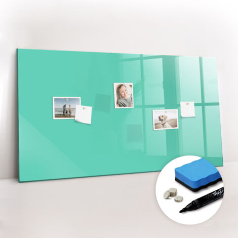 Tableau magnétique, panneau d’affichage, pense-bête, impression sur Verre – 120 cm x 60 cm - Turquoise