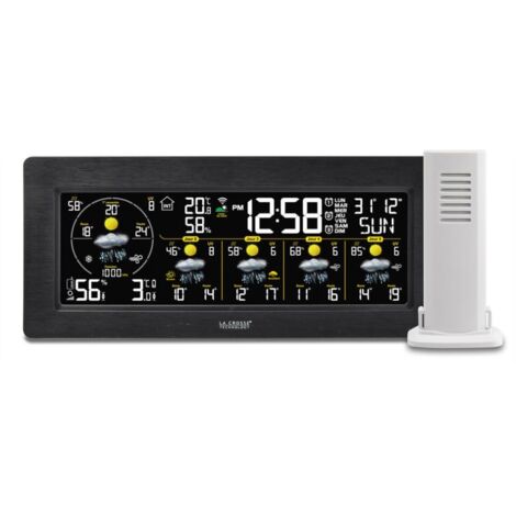 Station météo Wifi – Prévisions 4 jours – Température intérieure/extérieure - Plage -40 à 70 °C – Hygrométrie 1 à 99 % RH – Adaptateur secteur inclus - SW404-BLA
