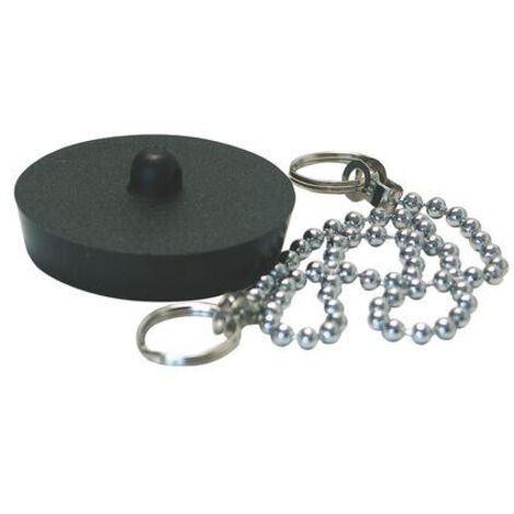 BOUCHON PVC NOIR AVEC CHAINETTE ANNEAU (1/2)
