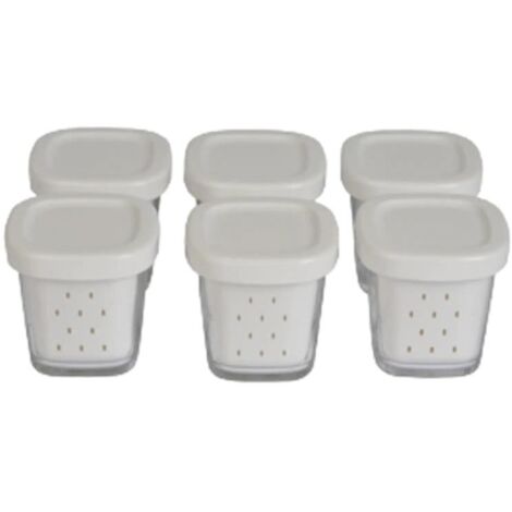 SEB – Coffret de 6 pots avec égouttoir – Couvercle rouge – Accessoires pour yaourtière – XF100501