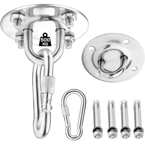 Houhence – Crochet de plafond en acier inoxydable – Capacité 500 kg – Pour hamacs, chaises suspendues et sacs de sable – Résistant aux intempéries