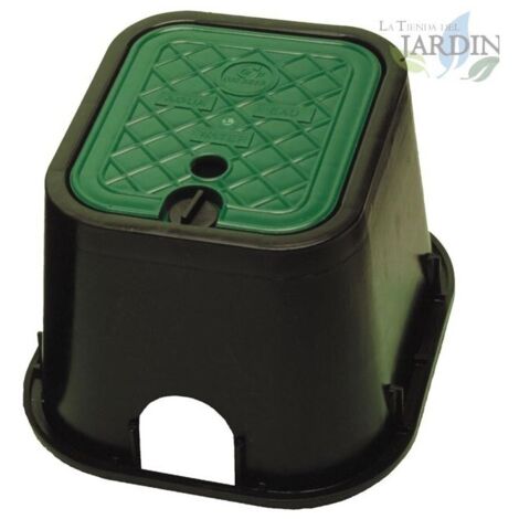 Bouche d'arrosage rectangulaire en polyéthylène 27x24x18 cm – Capacité 1 électrovanne – Pour jardinage et irrigation efficace