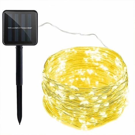 Guirlande Solaire Exterieur, 22m 200 LED Guirlande Lumineuse Exterieure Solaire Étanche 8 Modes, Solaire Guirlande Guinguette Exterieur pour Jardin Terrasse Maison Fête Noël(Lumière blanche chaude) (1/5)