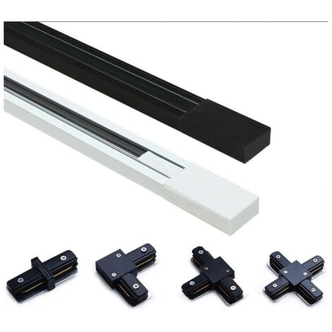 Barcelona Led – Rail monophasé en saillie pour spots LED – Aluminium extrudé – 1 mètre – IP20 pour intérieur – Alimentation et embout inclus