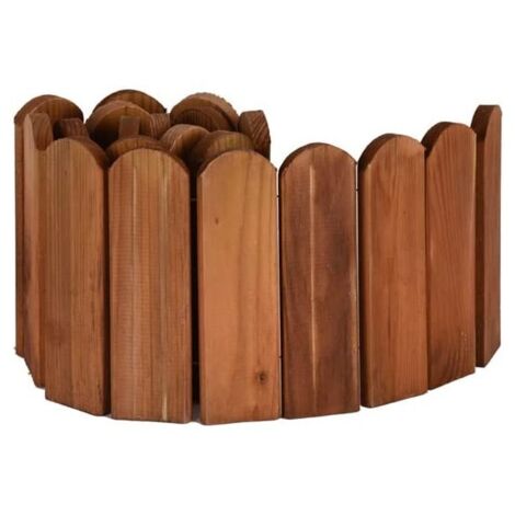 Suinga – Bordure de jardin en bois teinté 20 x 1,4 x 120 cm – Bords arrondis pour sécurité – Résistante aux intempéries – Installation facile