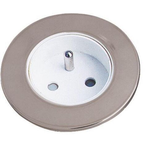 Aric – Prise de courant à encastrer chromée – 2 pôles – Indice de protection IP20 – Pour installation électrique – 16A 230V (1/2)