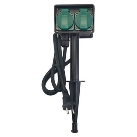 Perel – Double prise extérieure résistante aux intempéries – IP44 – Câble H07RN-F 3G1.5 – 16A 3680W – Type E – EG2W