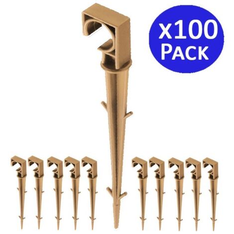 Lot de 100 Crampon de fixation plastique, Piquets de Fixation 16mm pour Ligne d'égouttement, tuyaux d'arrosage et tuyaux gouteur