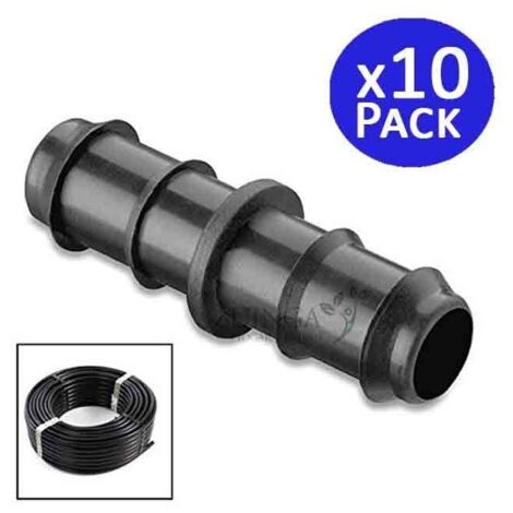 Suinga – Lot de 10 jonctions goutte à goutte 16 mm – Raccord noir pour tuyau d'irrigation – Fabriqué en Espagne – Accessoire jardinage pro
