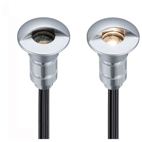 Barcelona Led – Kit de 6 spots LED 0,3W 12V-DC IP67 – Ø26x41mm – Lumière blanche froide – Étanche pour intérieur et extérieur – Câbles et alimentation inclus