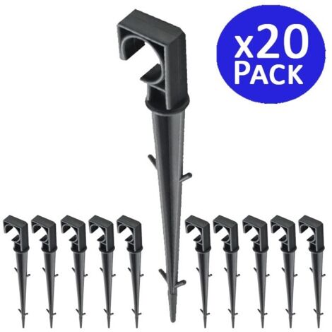 Suinga – Lot de 20 piquets de fixation plastique 16mm – Empêche les tuyaux d'égouttement de se soulever – Accessoire irrigation goutte à goutte