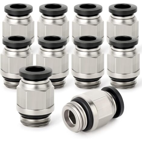 Tube droit 6mm OD x Filet G 1/8 pouce Raccord poussé avec bague d'étanchéité PCG6-01 (Pack de 10) (1/5)