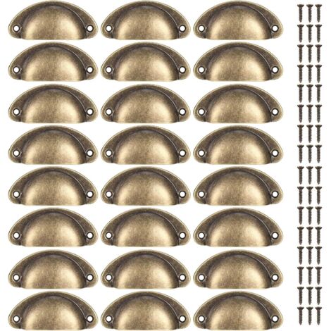24 Pièces Poignées de Coquille Vintage, Poignées de Tiroir Semi-circulaires, Poignées de Meubles, Boutons de Coquille pour Armoire de Tiroir de Porte, Cuisine, Placards, avec Vis de 48 Pièces (1/5)
