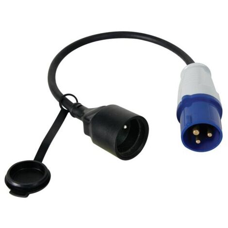 Perel – Câble adaptateur mâle CEE 40 cm – H07RN-F 3G2.5 – 16A 230V – IP44 pour camping-car et bateau – Caoutchouc résistant à l'abrasion - ECEEA2 (1/5)