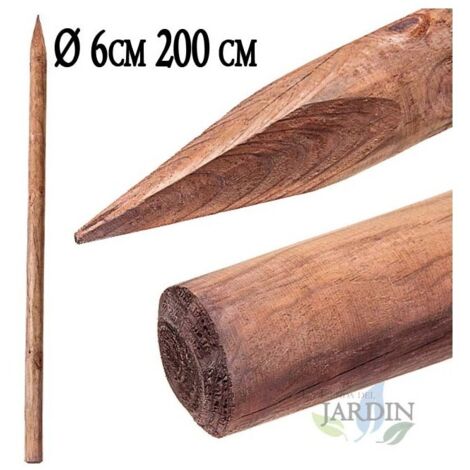 Suinga – Tuteur en bois d'olivier traité 200 cm Ø 6 cm – Résistant à la pourriture – Pour arbres à développement rapide – Installation facile (1/5)
