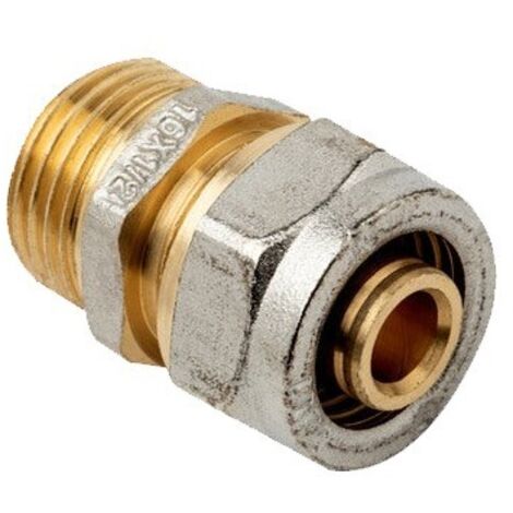 Raccord mâle 1/2'' pour tube de compression multicouche 20 mm, sans machine à sertir, gris (1/5)