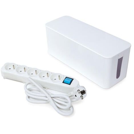 Bloc multiprise avec interrupteur et boîte de rangement, 5 prises avec terre française (type E), 1.5 m, 3G1.5, blanc (1/10)
