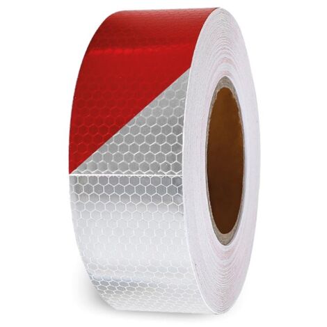 Ruban réfléchissant 5 cm x 5 m, avec motif en nid d'abeille pour une visibilité accrue, rouge/blanc (1/3)
