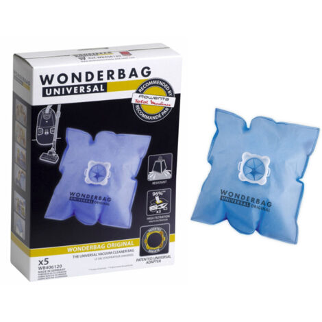 Sacs aspirateur universels Wonderbag – Haute filtration 96% – Microfibre résistante – Lot de 5 sacs – Compatible Rowenta, Tefal, Moulinex