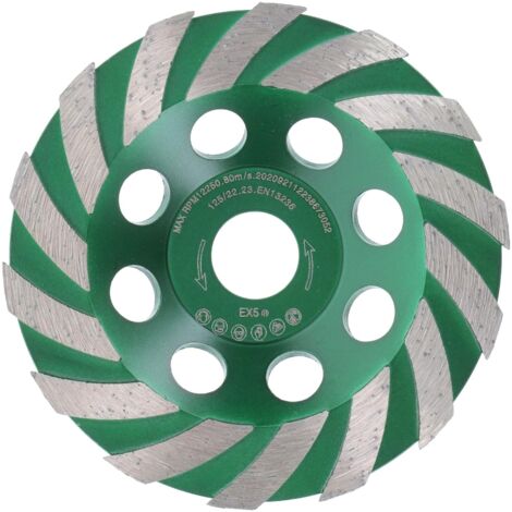Premium Meule boisseau diamantée 125 mm x 22,2 mm Disque de ponçage diamanté TurboSpeed pour béton, maçonnerie, pierre (1/5)