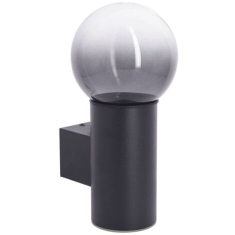 Applique murale filaire noire boule fumée IP44, culot E27, 40W max (1/5)