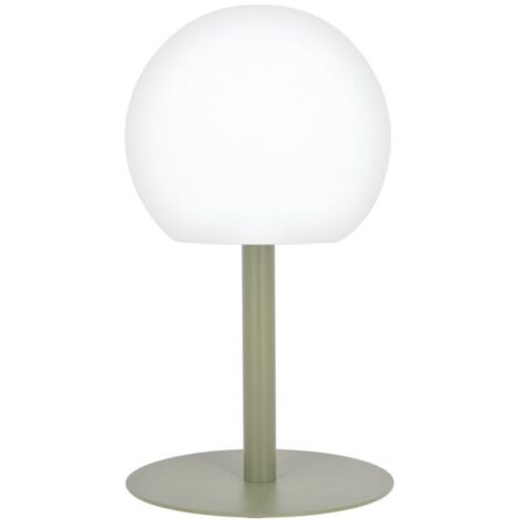 Xanlite – Lampe à poser LED rechargeable boule kaki – Hauteur ajustable 31/46cm – IP44 résistant à l'eau – 400 lumens dimmable – LP16BKRCCT