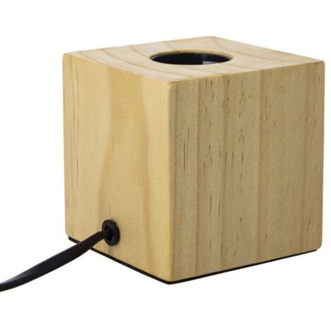Xanlite – Lampe à poser cube en bois naturel – Culot E27 – Éclairage d’ambiance chaleureux – Dimensions 85x85x85mm – XDLAPCUBIKW