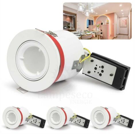 Lampesecoenergie – Support de spot orientable 100mm – Douille GU10 automatique – Fixation 2 pattes à ressort – Étanche à l'air – Compatible spots LED 7W (1/4)