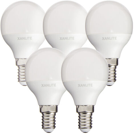 Lot de 5 ampoules SMD LED P45 Opaque, culot E14, 470 Lumens, conso. 5,3 W (eq. 40W), 2700K, Blanc chaud - PACK5EV470P