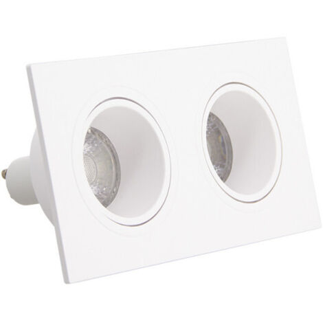 Xanlite – Spot encastrable 2 têtes GU10 50W 2700K orientable – Lumière blanche chaude – IP20 – Installation rapide et facile (1/5)