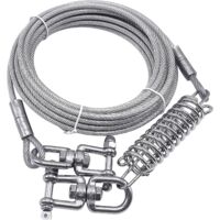 Câble d'attache pour chien, chaîne de chien extérieure de 20 pieds avec fermoir rotatif à 360 ° et ressort amortisseur, câble de coureur de chien robuste pour l'extérieur, la cour, le camping, pour le