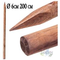 Suinga – Tuteur en bois d'olivier traité 200 cm Ø 6 cm – Résistant à la pourriture – Pour arbres vigoureux – Installation rapide et facile