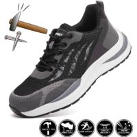 Safety Shoes Steel Toe Trainers for Mens Puncture Proof Lightweight Work Sneakers Breathable Construction Footwear-41
