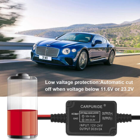 1 kit de câblage pour mini-caméra de tableau de bord USB 12 V 30 V à 5 ...