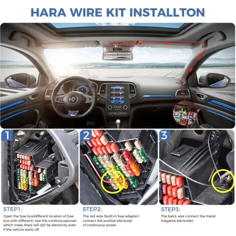 1 kit de câblage pour mini-caméra de tableau de bord USB 12 V 30 V à 5 ...