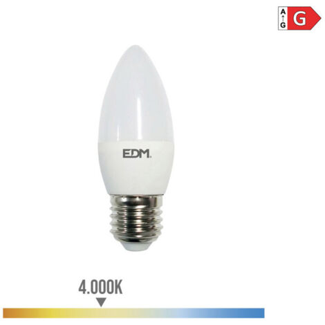 Ampoule bougie LED EDM E27 5W 400lm 4000K Lumière du jour Ø3,5x10cm (1/3)