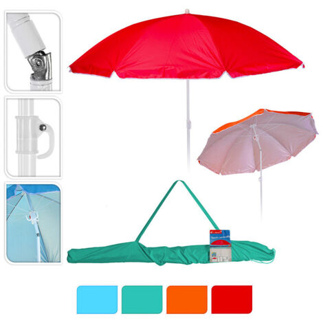 EDM – Parasol de plage incliné Ø160 cm – Protection UPF 40-50 – Housse de transport incluse – Multicouleur pour extérieur (1/2)