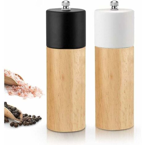 Ahlsen – Moulin à poivre et sel manuel 2pcs – Meule en céramique réglable – Broyage fin et gros – 16.55cm pour cuisine professionnelle