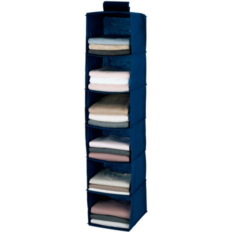 Wenko – Rangement penderie à suspendre 6 compartiments – Tissu polypropylène 30x120x30 cm – Compatible portemanteaux – Fonds renforcés