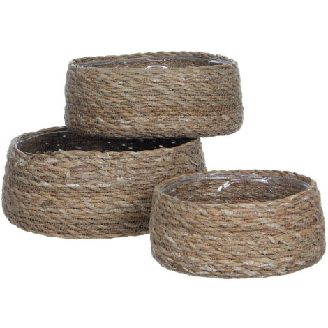Mica Decorations Lot de 3 Paniers Marron en Jonc de Mer (1/5)