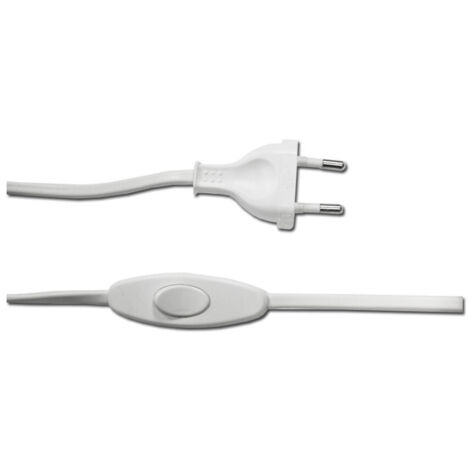 Raccordement avec interrupteur 3A 1,5m 2x0,75mm Tuyau plat blanc EDM (1/2)